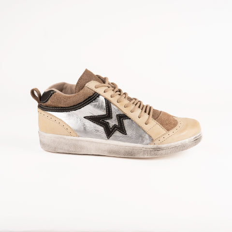 Sneaker Rockstar Plata y Natural